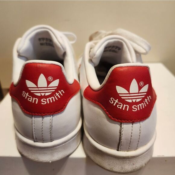Adidas Stan Smith "Red Squiggly" White/Red Leather Sneakers Womans Sz.9 Ret.$150 - Picture 7 of 12